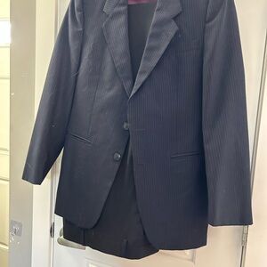 Men's Pinstripe Two-Button Blazer - Black